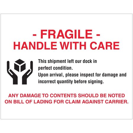 BOX PARTNERS 8 x 10 in. Fragile Handle with Care Labels DL1636